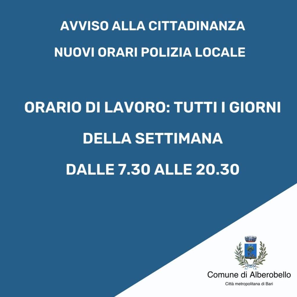 orari polizia locale