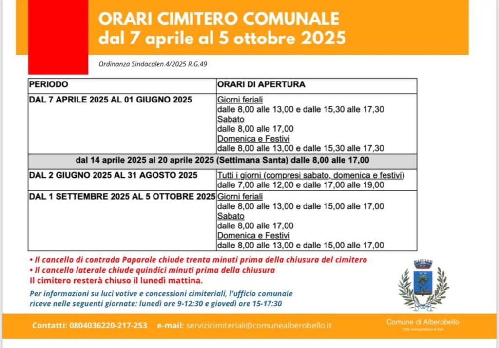 orari cimitero