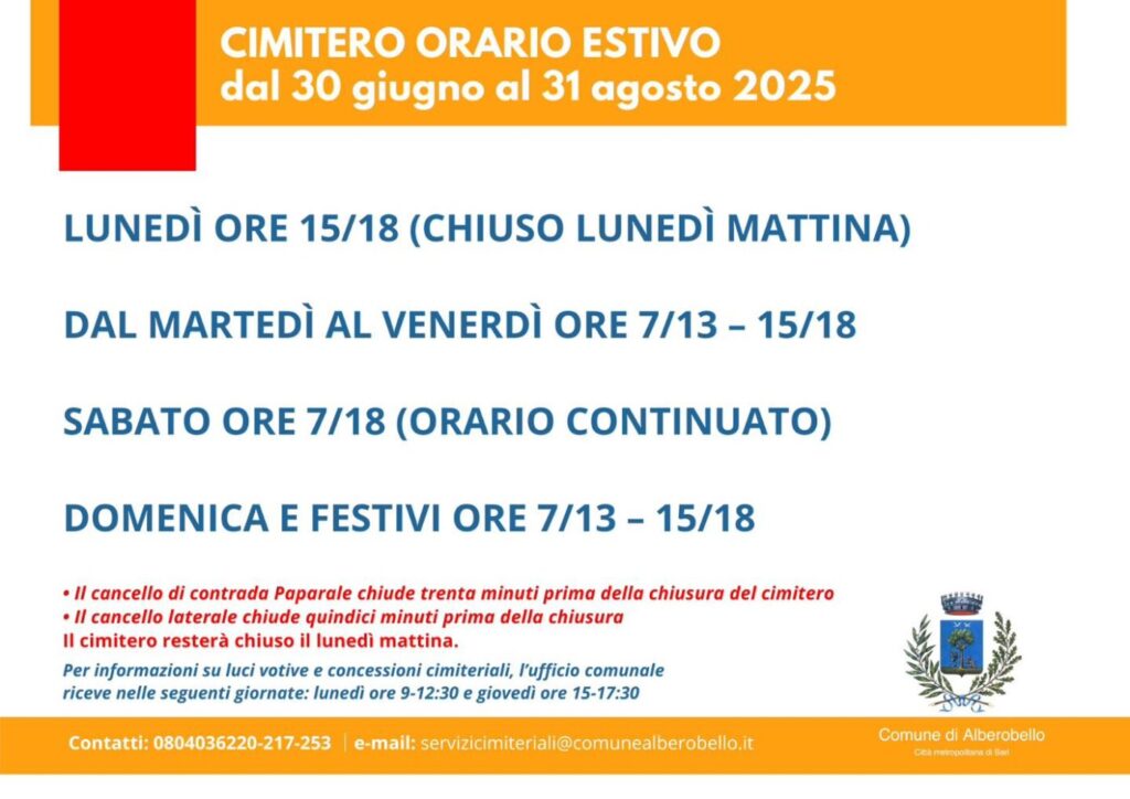 CIMITERO nuovi orari