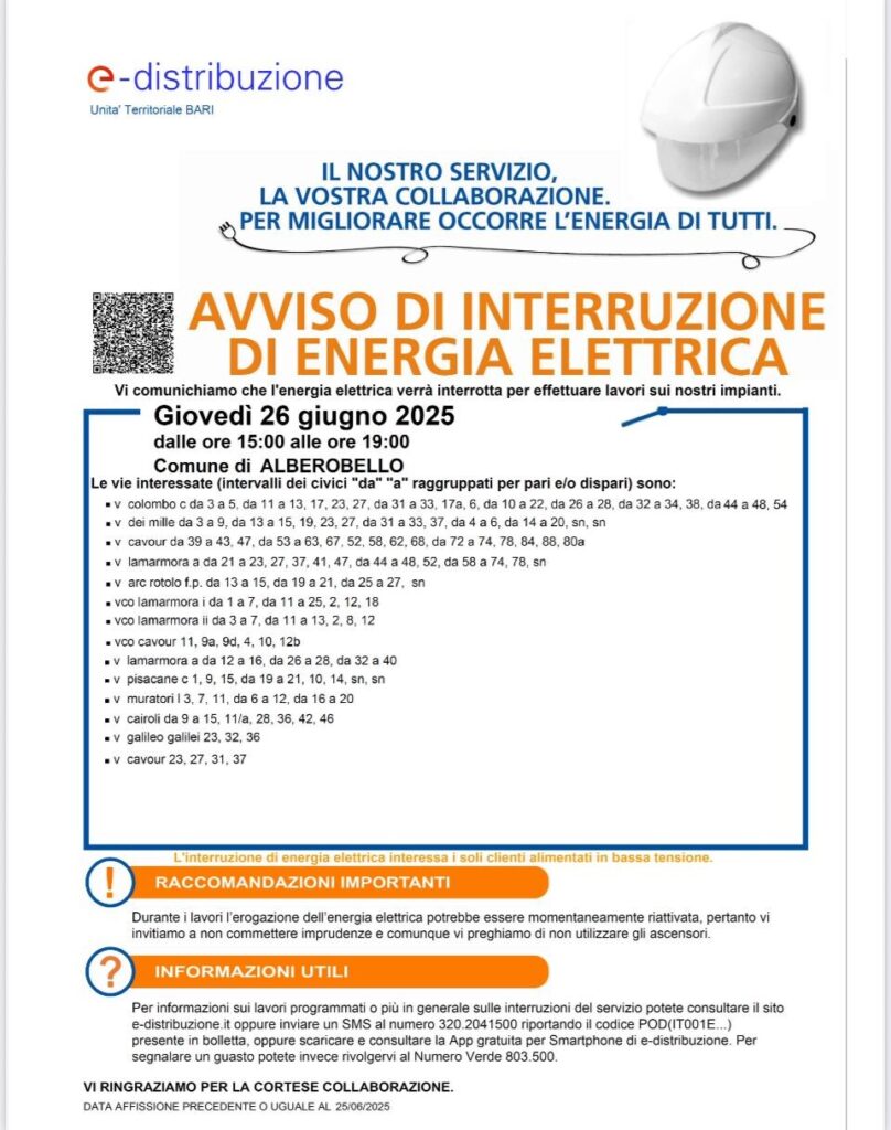 interruzione energia elettrica